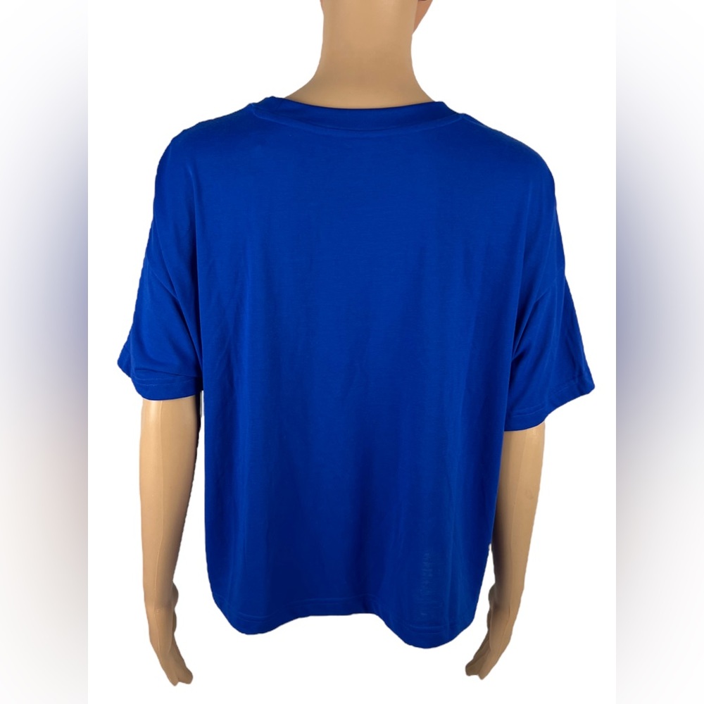 Adidas x Farm Rio Shirt Women Large Blue Tropical Short Sleeve Crop Pullover NWT - Picture 5 of 13